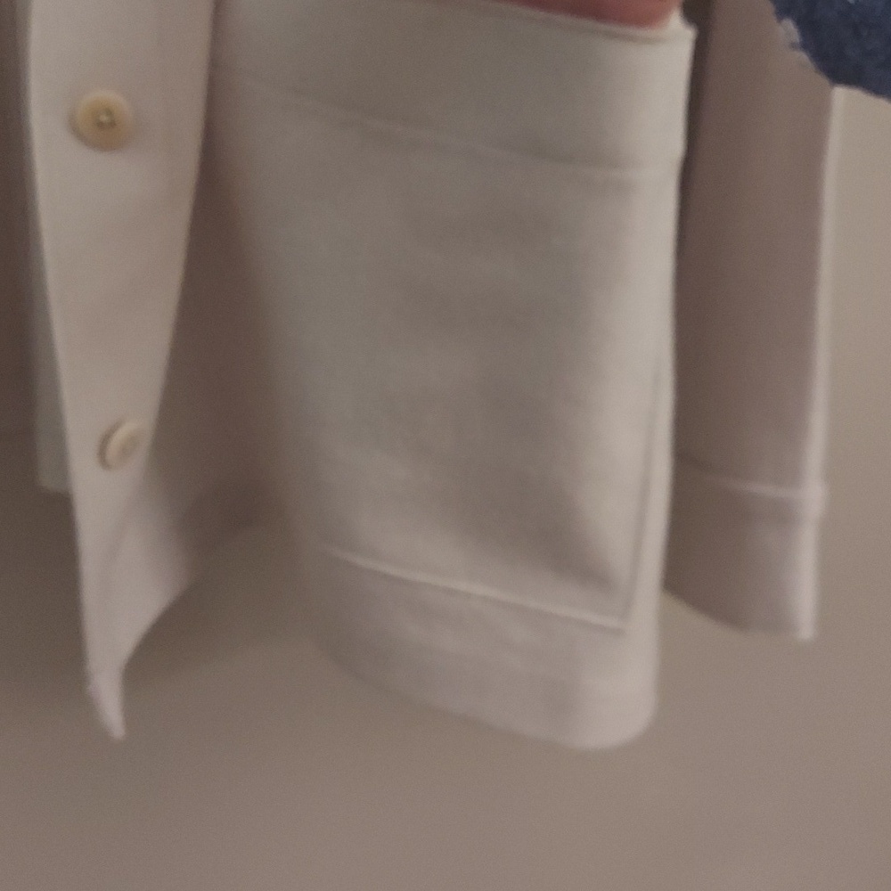 NEW EILEEN FISHER XL Wool Mandarin Collar Button Down Long Sleeve Jacket Chalk - Picture 7 of 16
